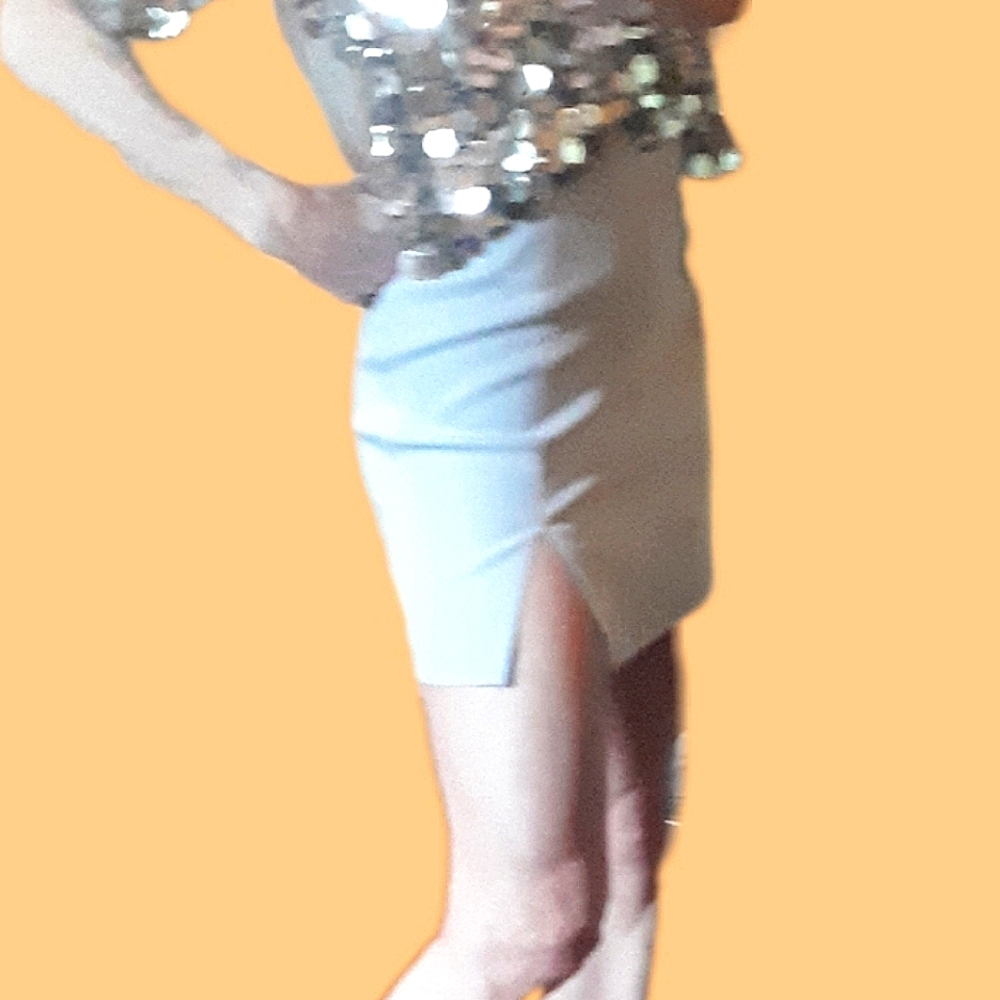 Silver mini skirt